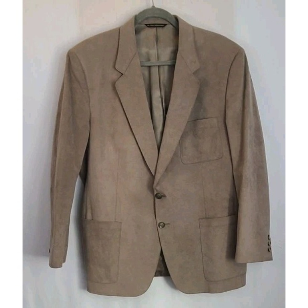Tan Suede Blazer Men 42R Sports Coat 2 Button Single Vent Notch Western USA
